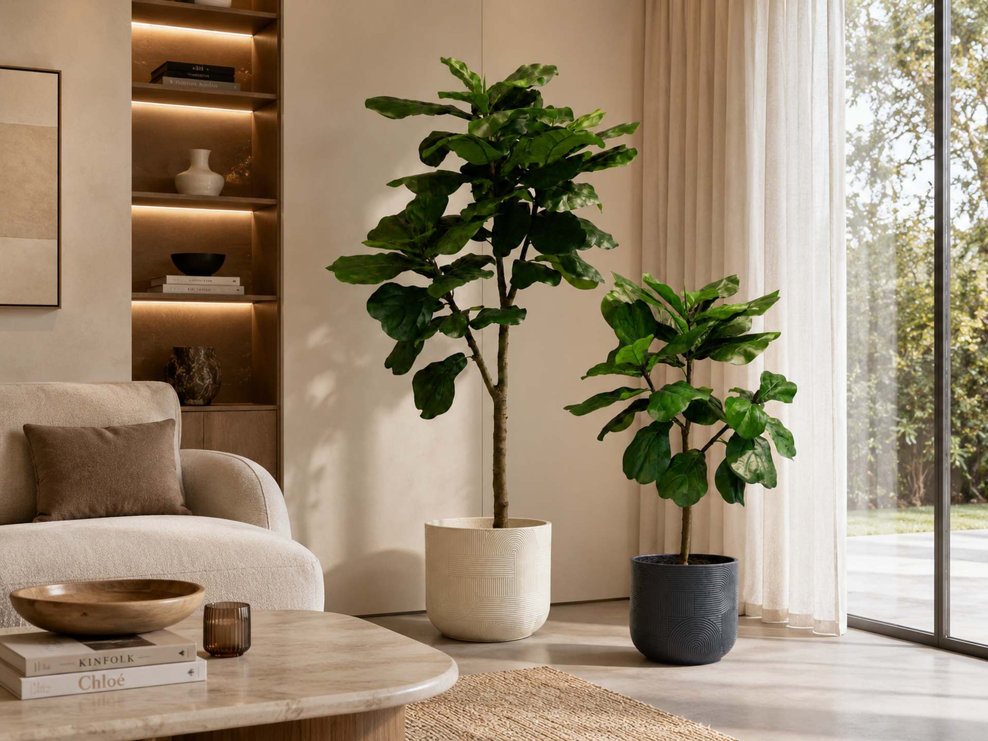 Kunstpflanze mit Topf Ficus Lyrata mit Solco Topf 120cm Anthrazit Kunstpflanze mit Topf Ficus Lyrata mit Solco Topf 180cm Weiß
