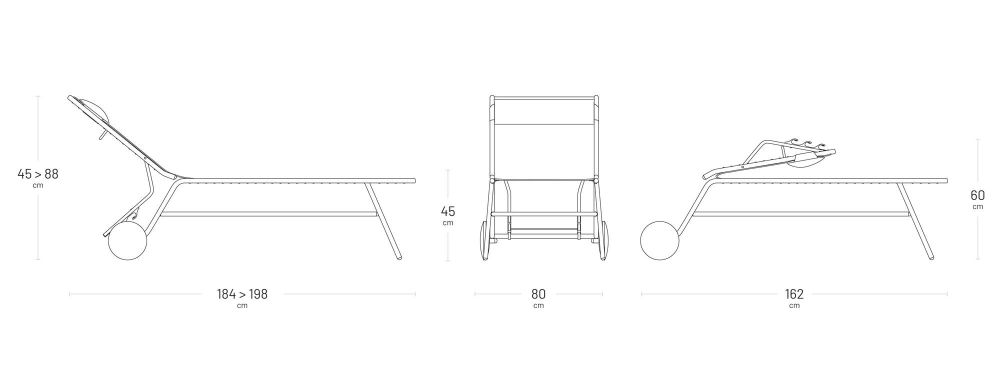 Hohe Sonnenliege Miami II Batyline® Duo Grau Galet
