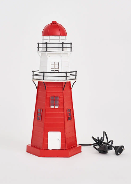 Leuchtturm LED rot-weiß, Höhe 41 cm – mit stimmungsvoller Beleuchtung Leuchtturm LED rot-weiß, Höhe 41 cm – mit stimmungsvoller Beleuchtung