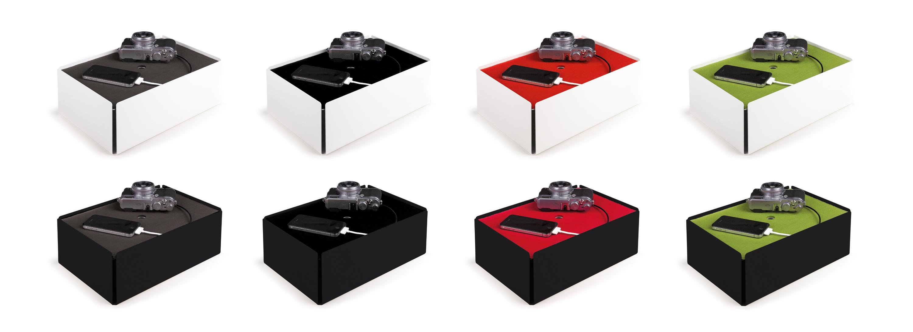 Kabelbox CHARGE-BOX hellgrau weiß Filz Kabelbox CHARGE-BOX hellgrau weiß Filz