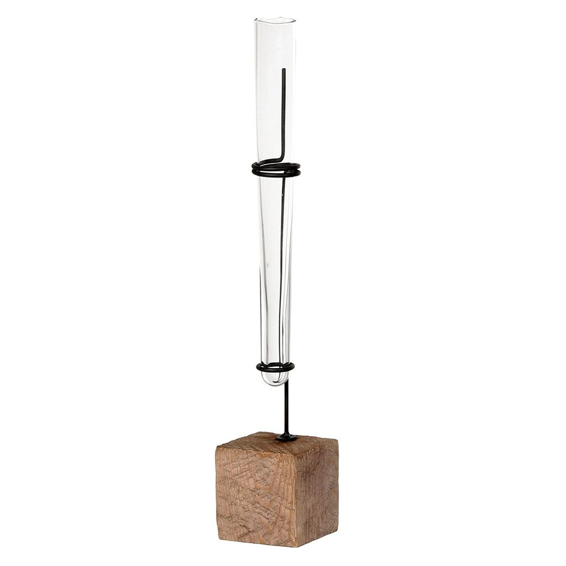 Elegante Glasvase auf Holzfuß LEO