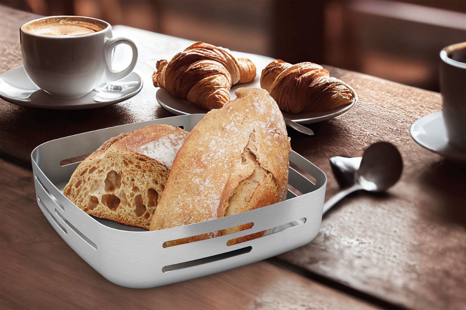 Panore Brotkorb aus mattem Edelstahl Panore Brotkorb aus mattem Edelstahl