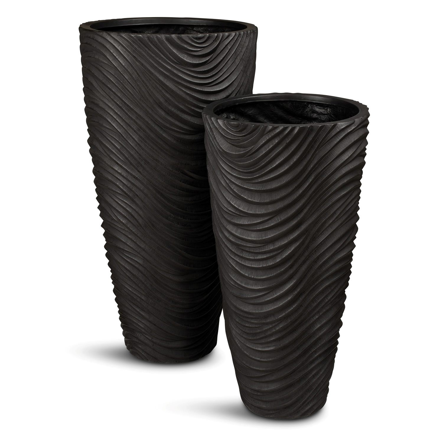 Curved River Bodenvase, Ø 48 cm, Höhe 90 cm, black iron Curved River Bodenvase, Ø 40 cm, Höhe 75 cm, black iron