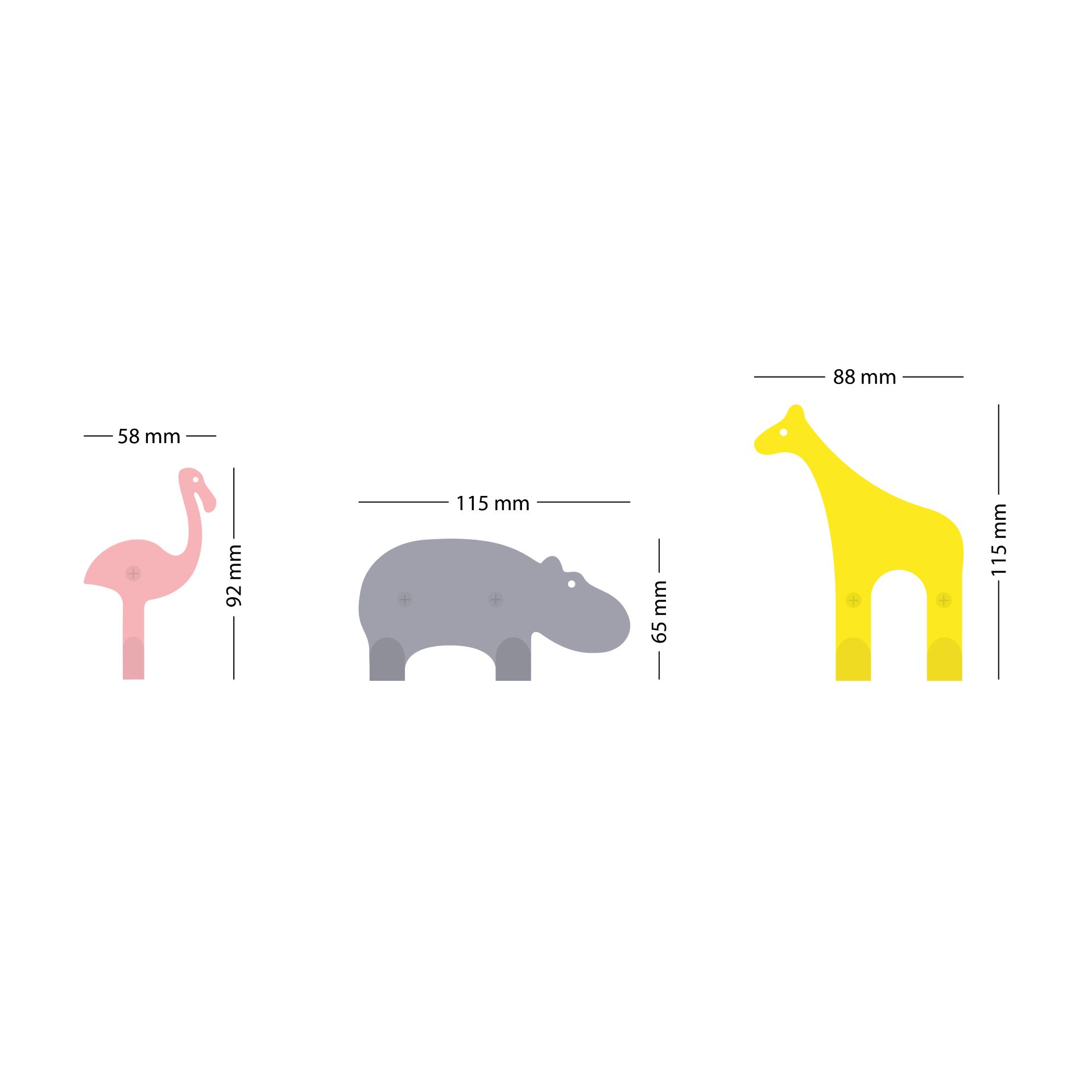 Wandhaken Zoo 3er Set Savanne