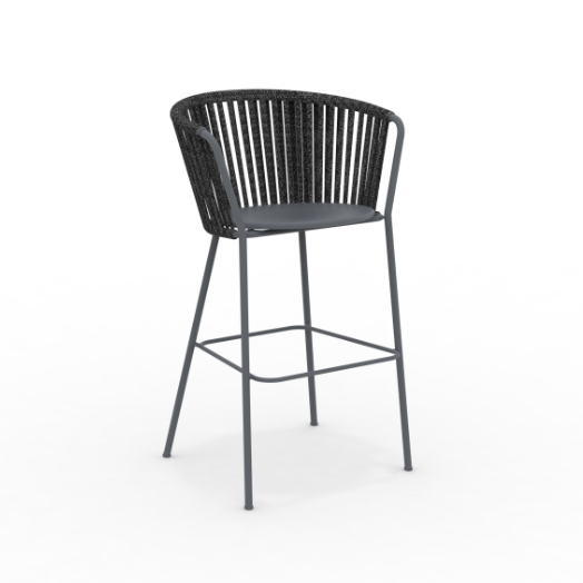 In- und Outdoor Barstuhl Daisy Rope - modernes Design dunkelgrau