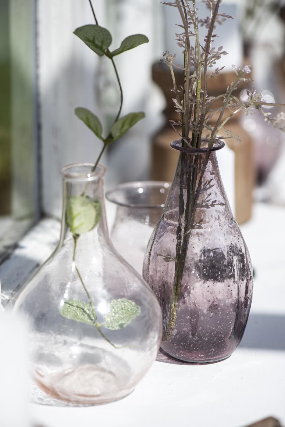 Kleine Vase Vintage aus recyceltem Glas - Dekovase für Tisch & Fensterbank Oval Karamell