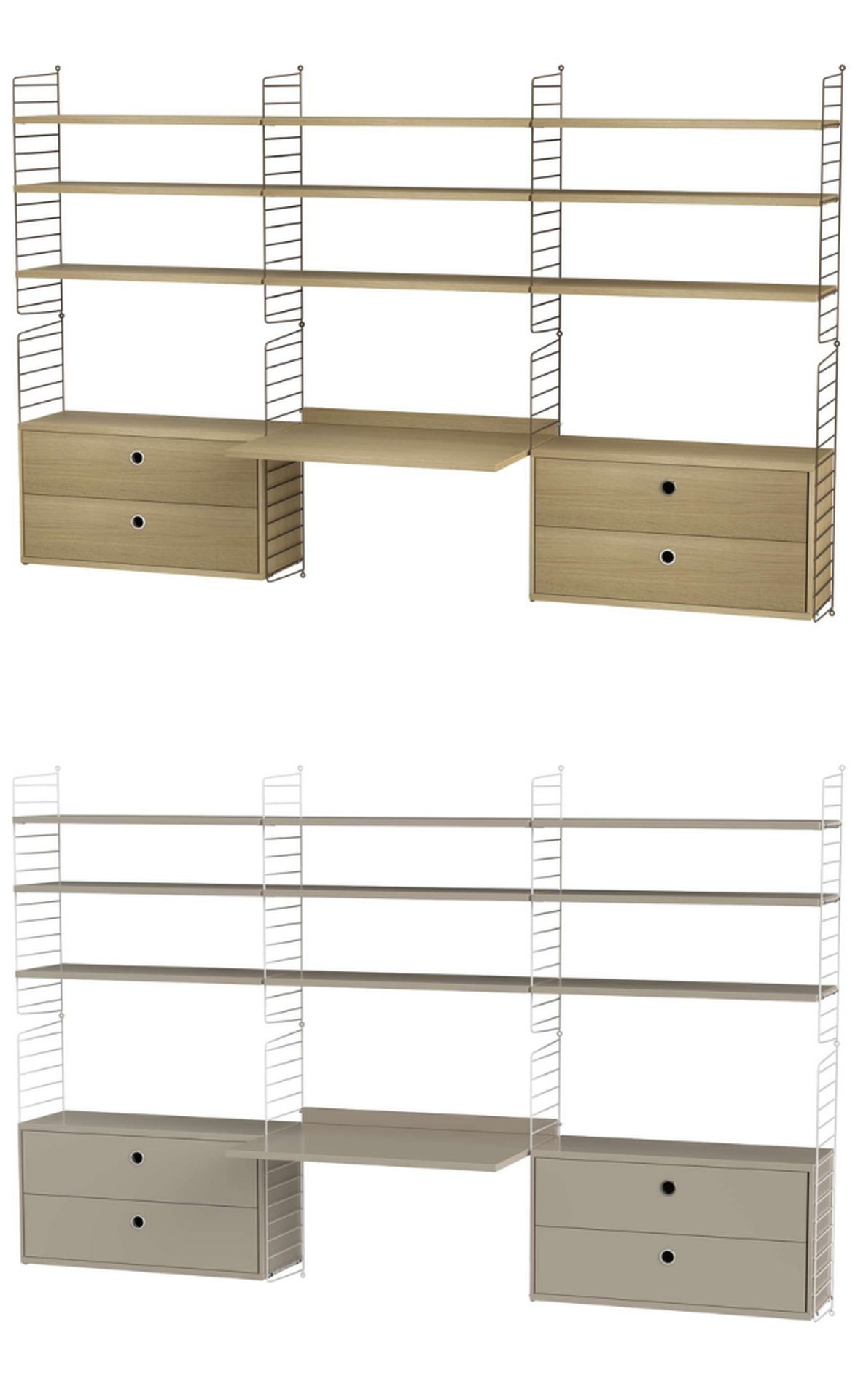 Regalwand mit Schreibtischplatte und Hängeschränken Wandregal mit Schreibtischplatte und Hängeschränken Schwarz Esche