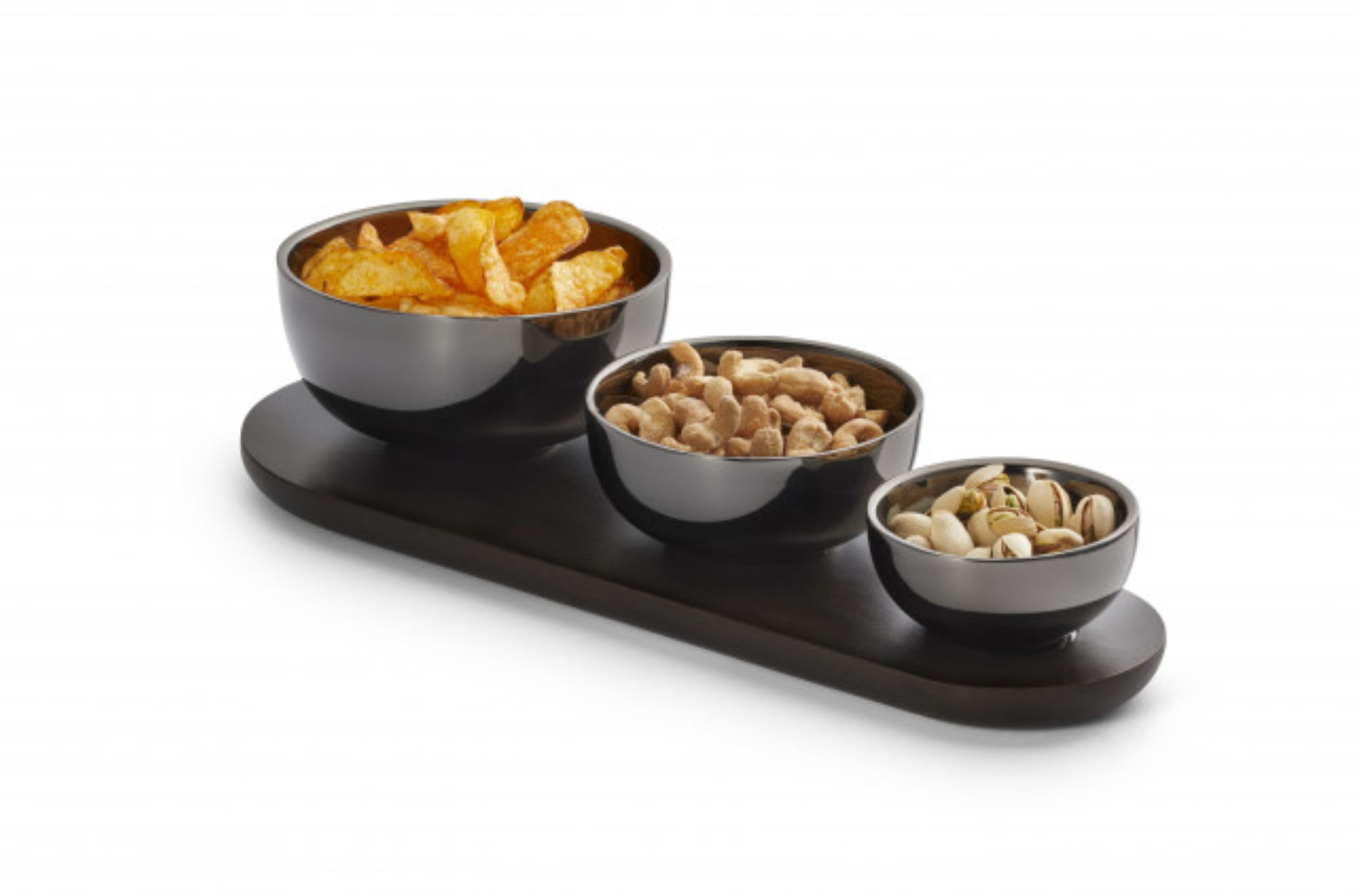 TRIO 3-teiliges Schalen-Set mit Holztablett