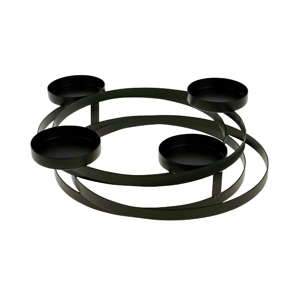 Leuchter Loops schwarz – Moderner Adventskranz aus Eisen Leuchter Loops Silber