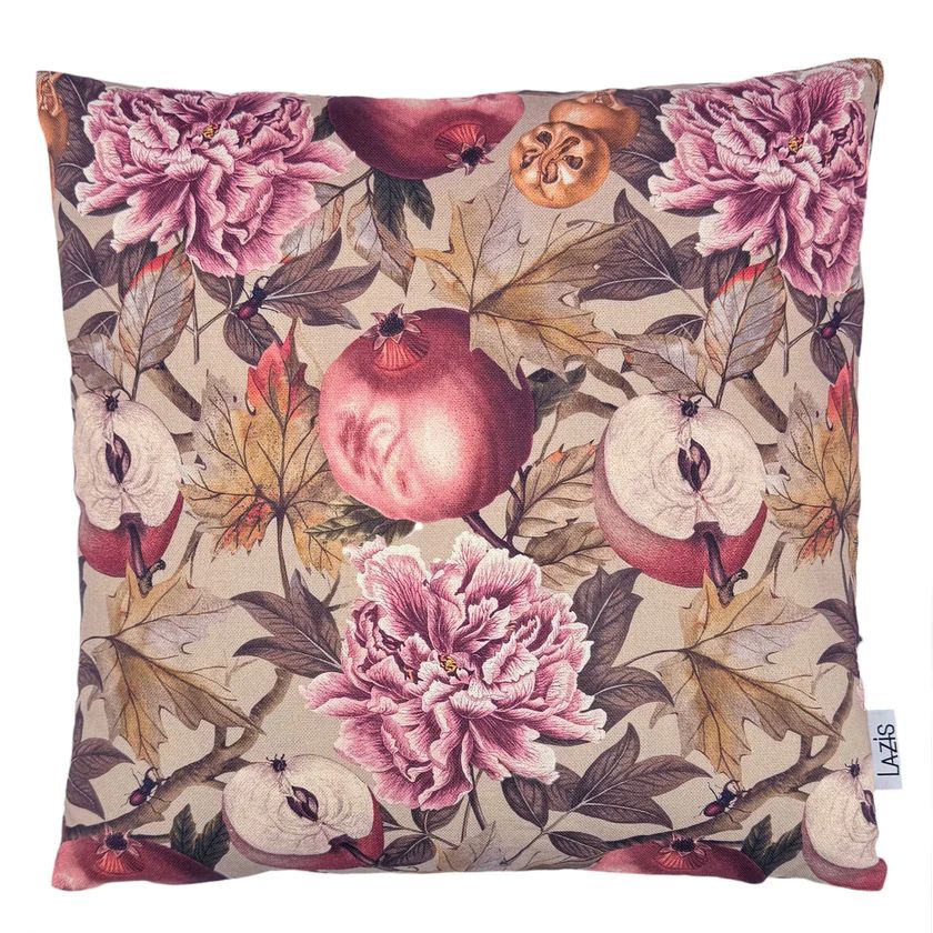 Kissenhülle pomme de reve 60x60 cm - Printstoff mit Früchten, Blüten und Blättern Kissenhülle pomme de reve 60x60 cm - Printstoff mit Früchten, Blüten und Blättern
