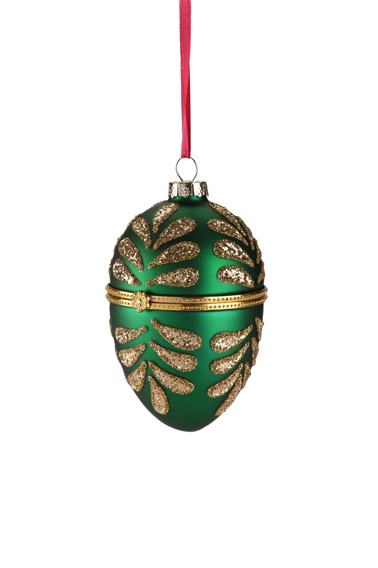 Osteranhänger Ei Grün/Gold – Aufklappbares Deko-Ei