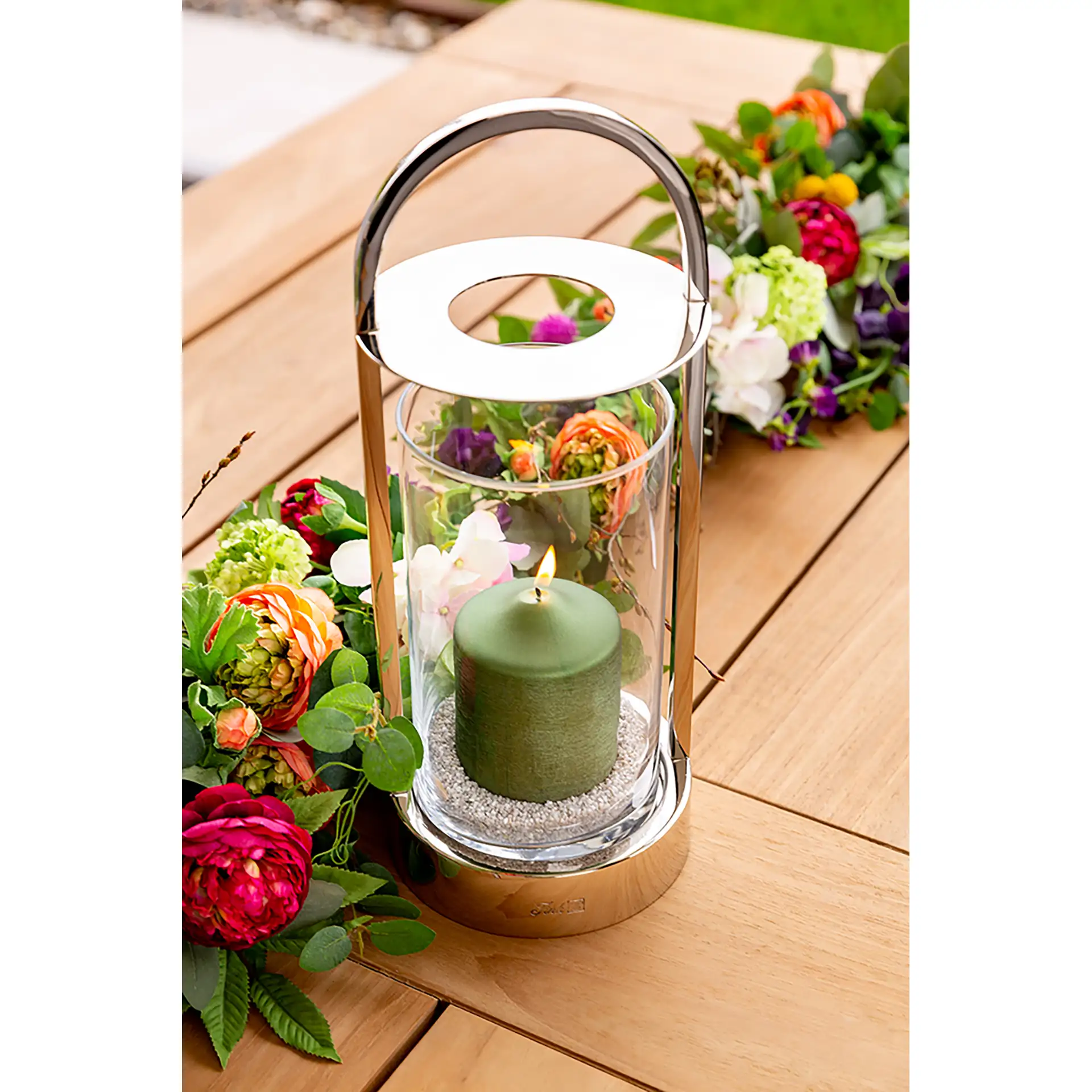 LAKIS Windlicht Edelstahl mit Glas