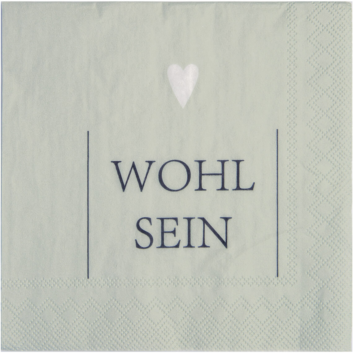 Servietten mit Spruch "Wohlsein" 25 x 25 cm, Cocktailservietten in hellgrün Servietten mit Spruch "Wohlsein" 25 x 25 cm, Cocktailservietten in hellgrün