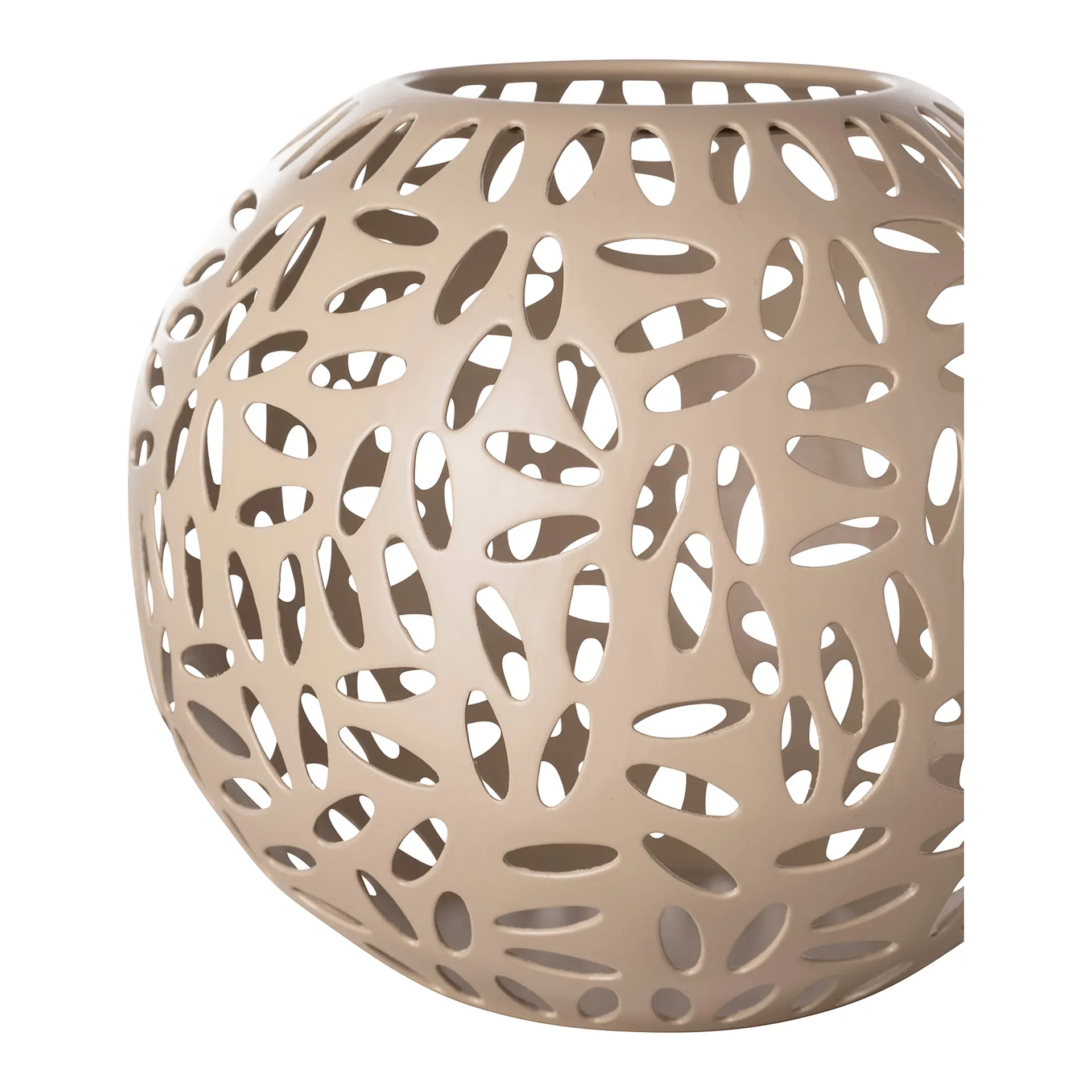 DARIA edles Windlicht aus Metall rund Beige 15