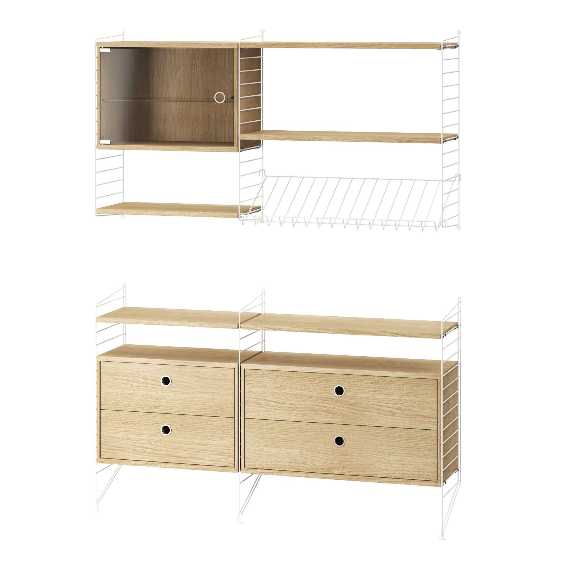 Wohnkombination Sideboard/Wandregal Weiß Eiche günstig online kaufen