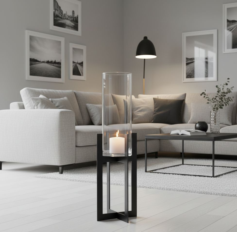 Windlicht Bolton - Elegantes Windlicht aus Eisen, schlichtes & warmes Design für Zuhause Höhe 70 cm Windlicht Bolton - Elegantes Windlicht aus Eisen, schlichtes & warmes Design für Zuhause Höhe 70 cm