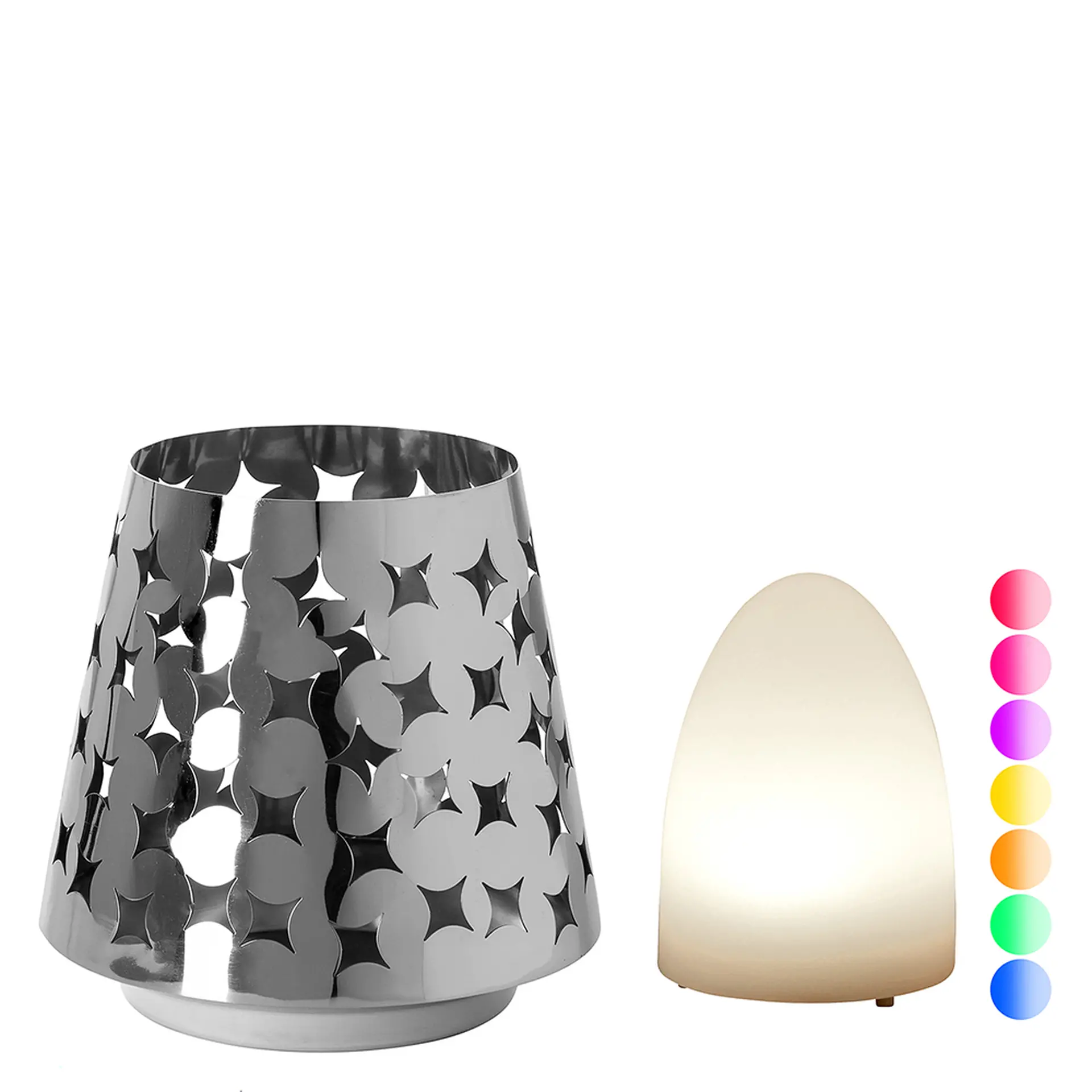 LUMA besonderes Windlicht aus Edelstahl mit Muster Rauten 19 cm Mit LED-Leuchtzylinder