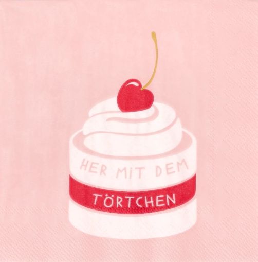 Cocktailservietten „Her mit dem Törtchen“ 25 x 25 cm