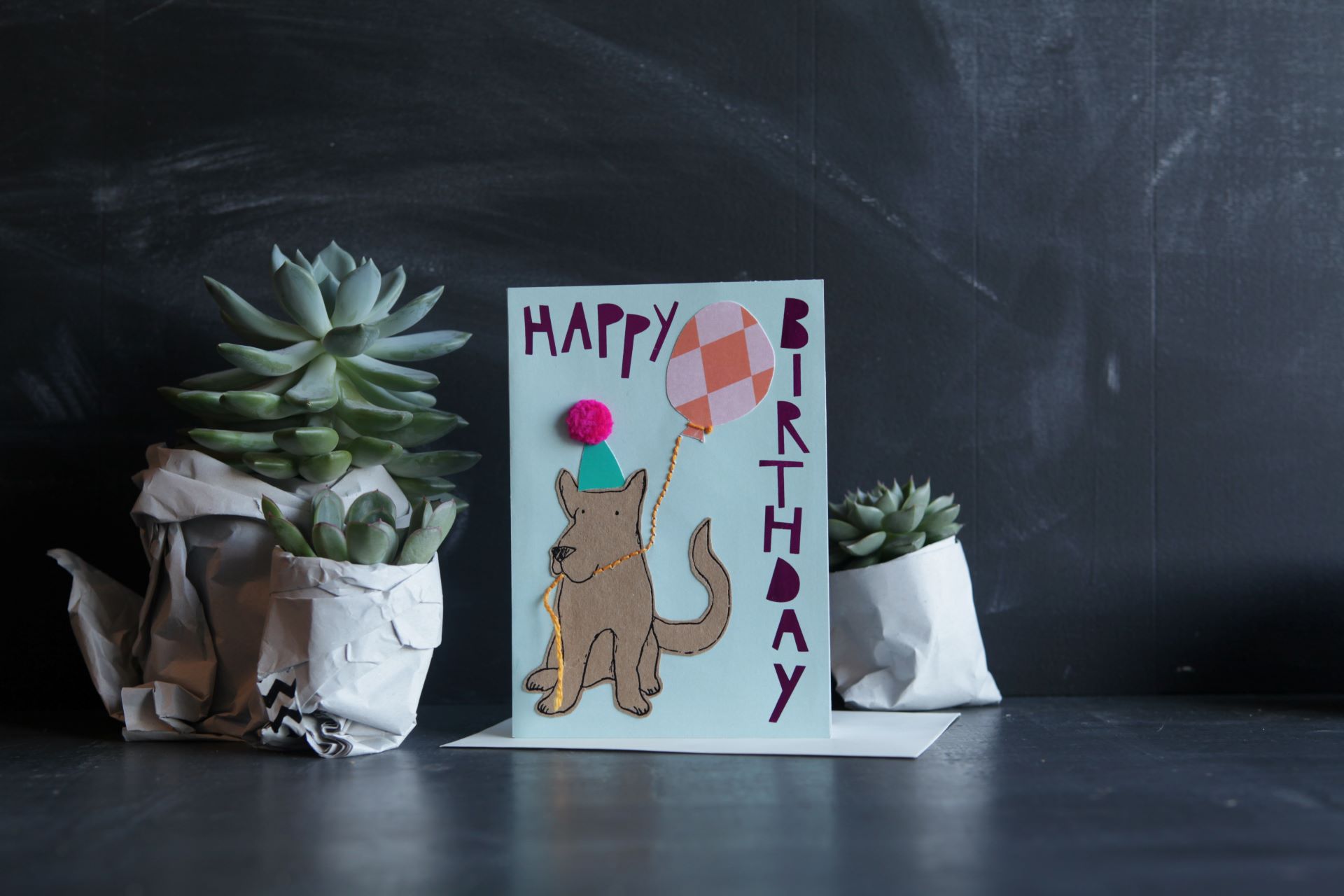 Stempel Karte Hund mit Partyhut Stempel Karte Hund mit Partyhut