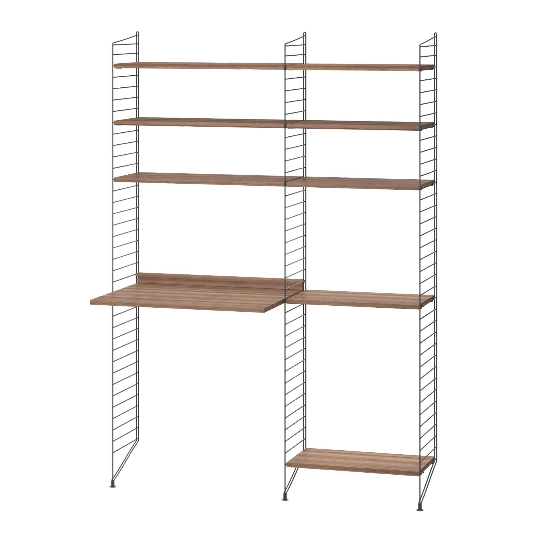 Funktionales Standregal mit Schreibtisch Dunkelgrau Walnuss