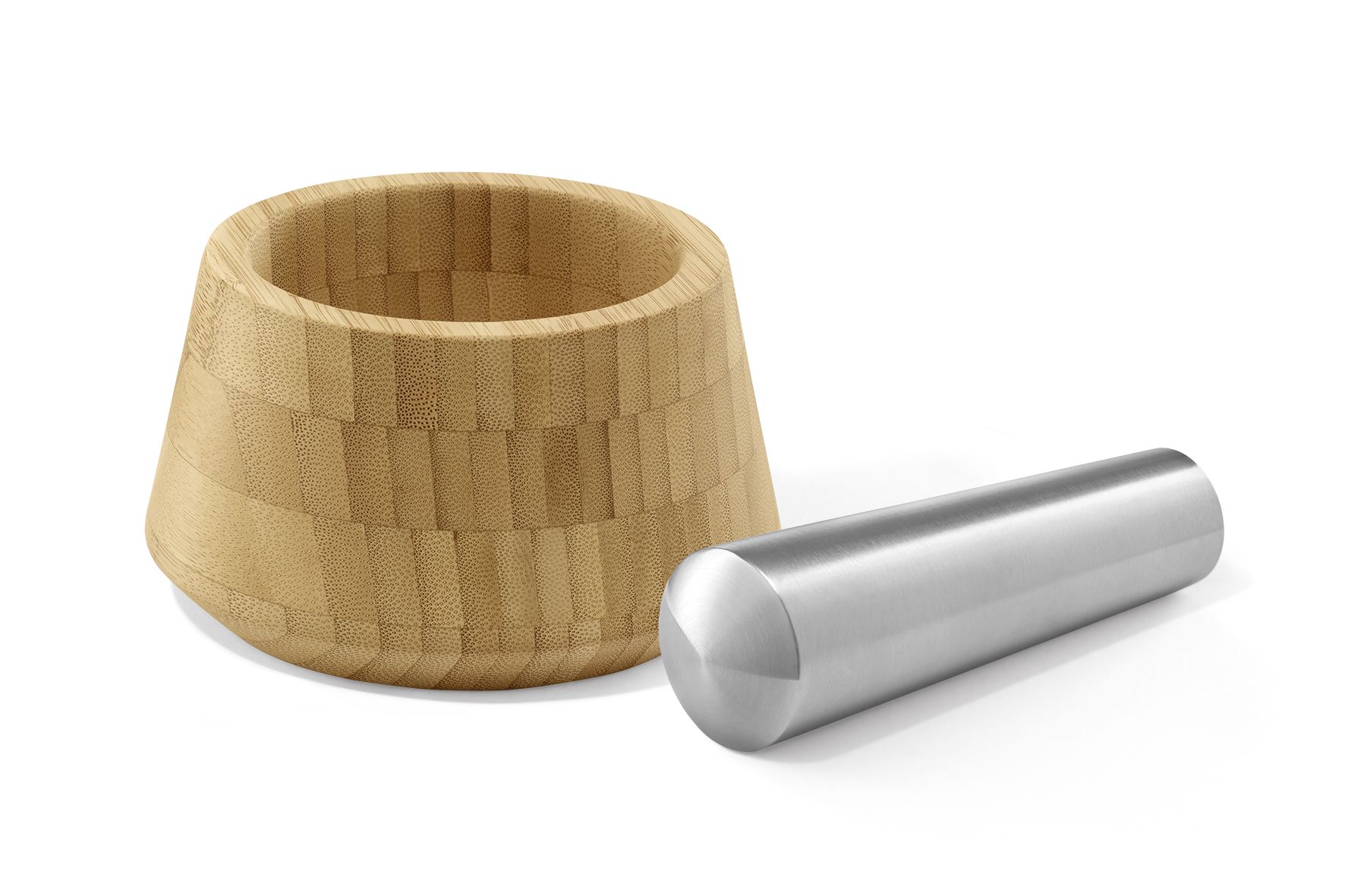 Opeso Mörser aus Bambus mit Edelstahl Stößel