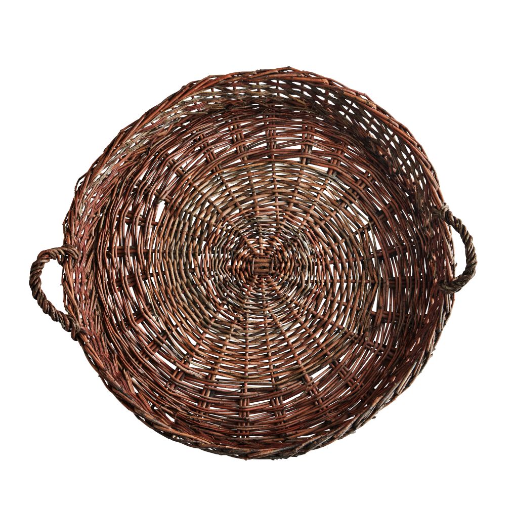 Weidenholztablett mit Griffen - Rundes Serviertablett im rustikalen Flechtdesign