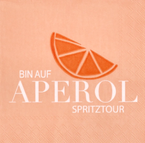 Cocktailservietten „Bin auf der Aperol Spritztour“ Orange 25 x 25 cm