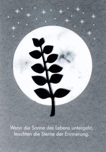 Trauerkarte „Sterne der Erinnerung“ – mit Aquarell-Zweig