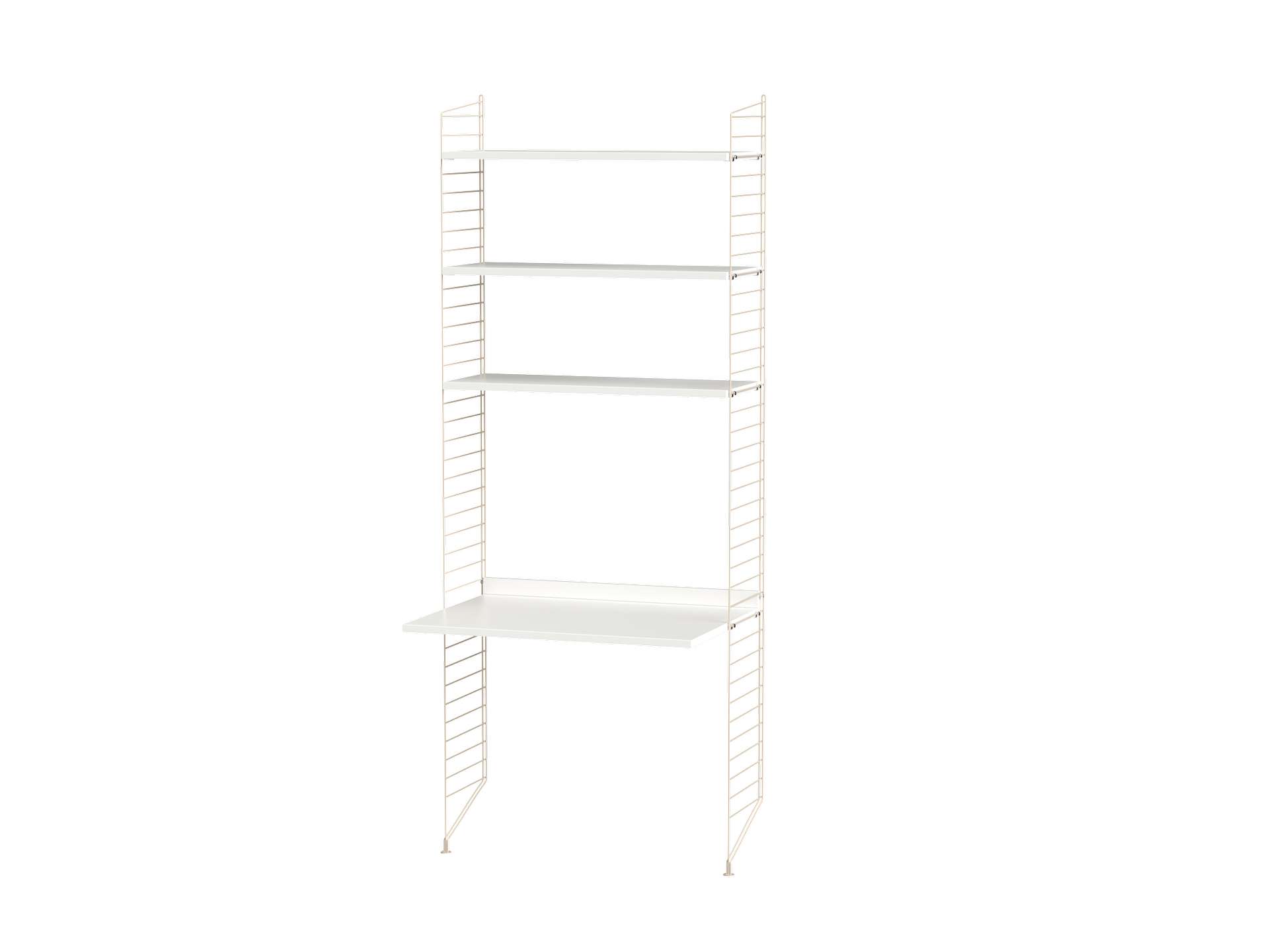 Hohes Standregal mit Schreibtisch Beige Weiß Hohes Standregal mit Schreibtisch Beige Weiß