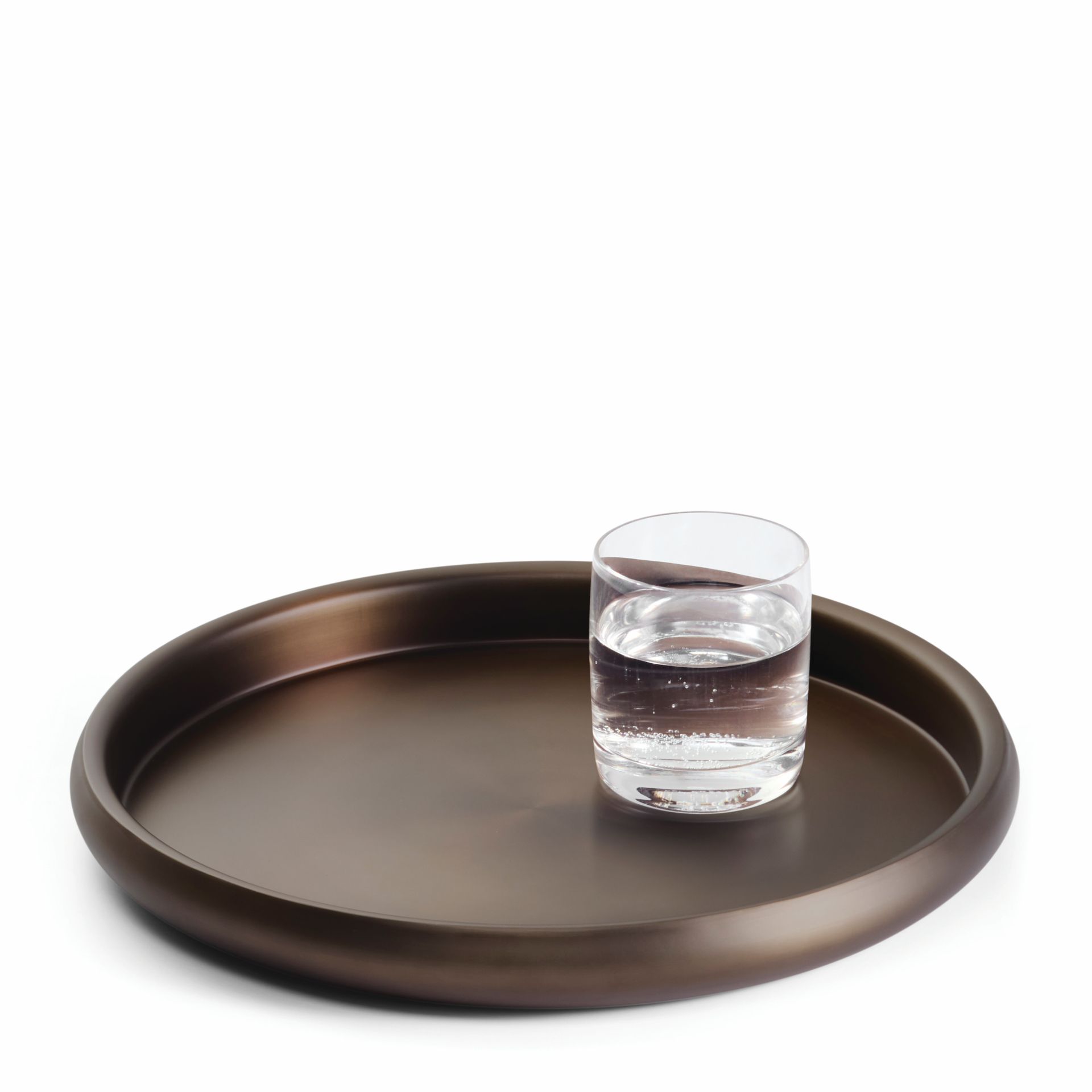 HEMINGWAY Rundes Edelstahl Tablett in braun - mit hohem Rand HEMINGWAY Rundes Edelstahl Tablett in braun - mit hohem Rand
