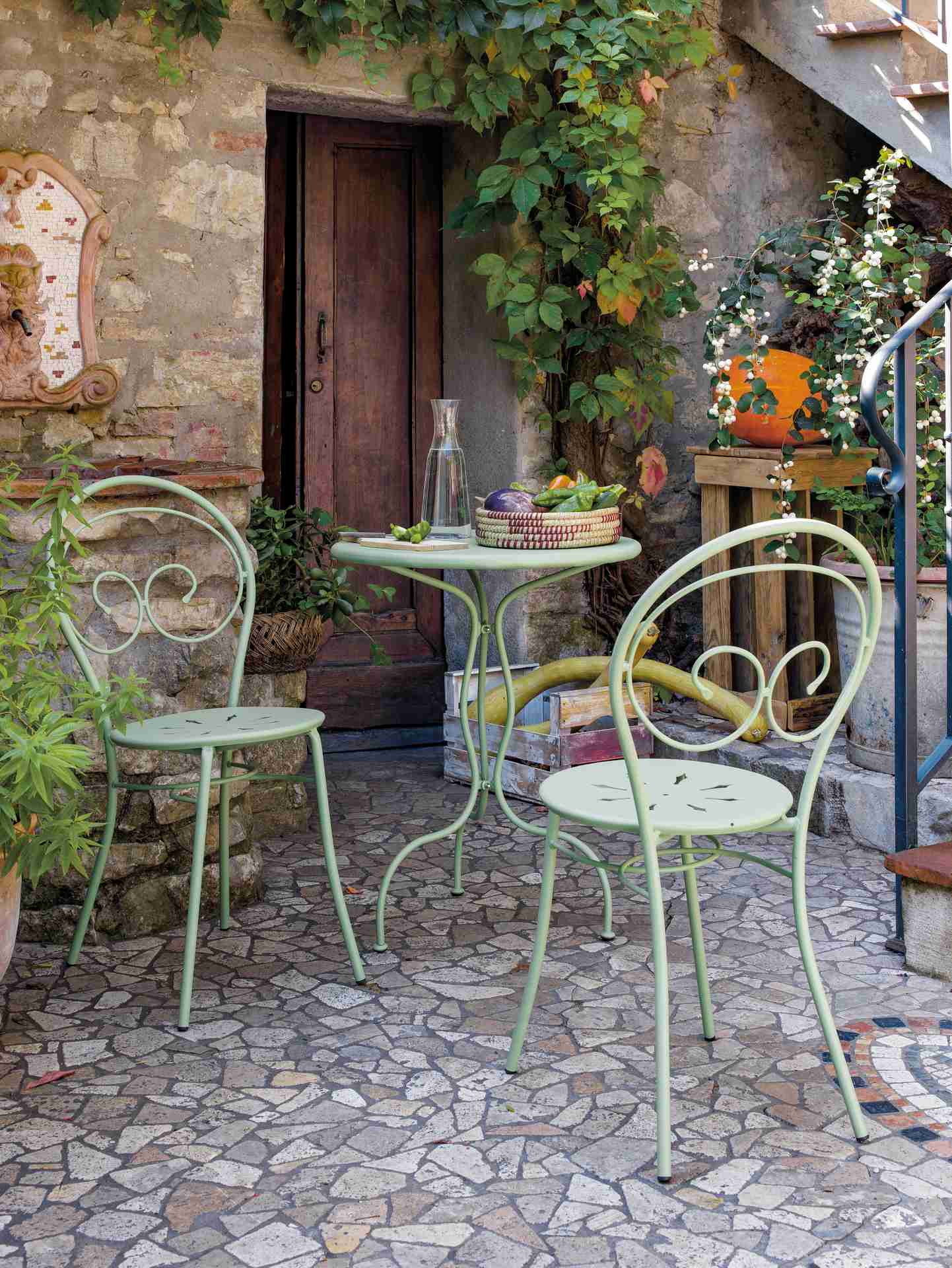 Mimmo Gartentisch rund Landhausstil Weiß BCU Ø60