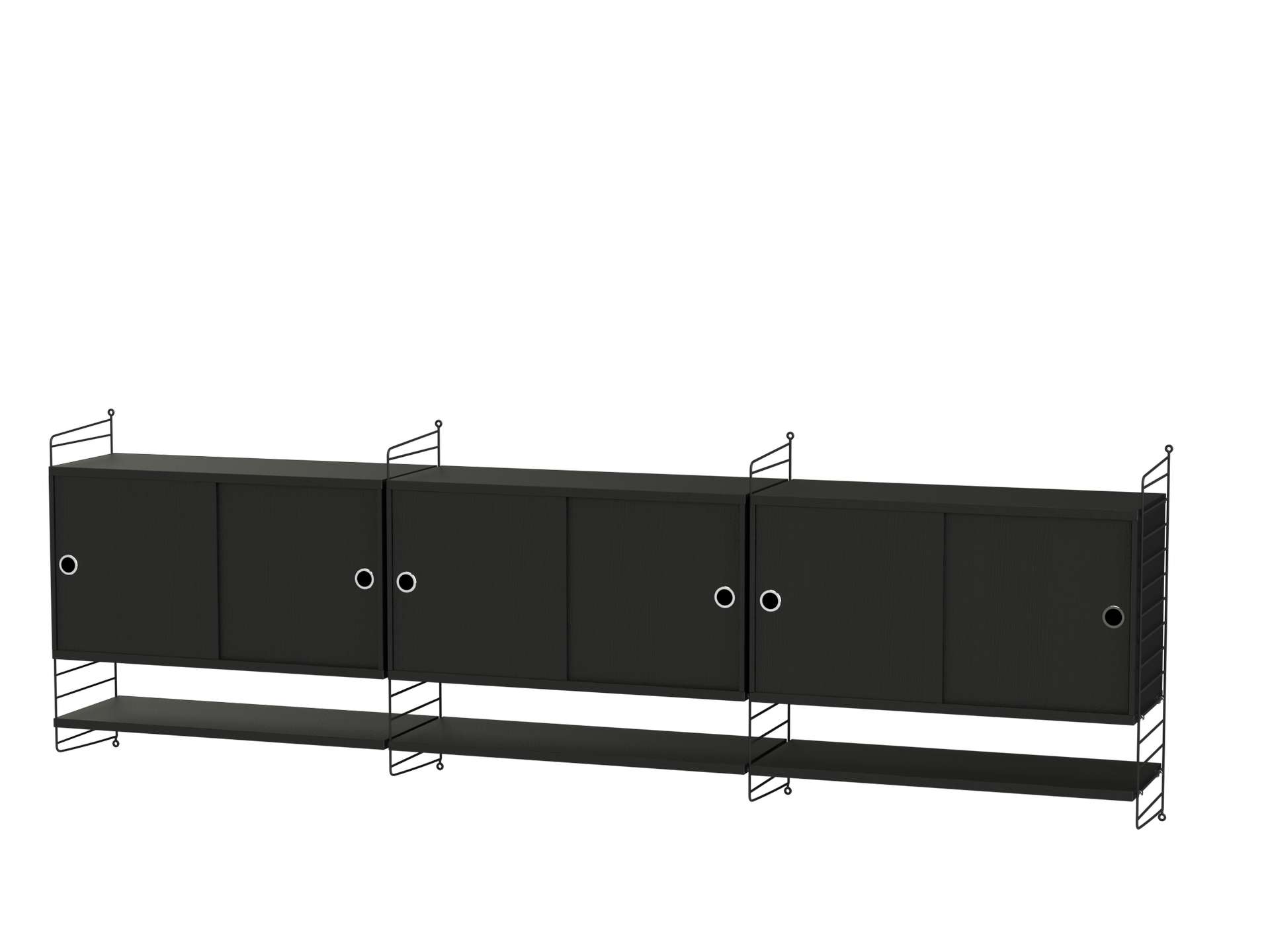 Sideboard wandmontage mit Regalböden Schwarz Esche gebeizt