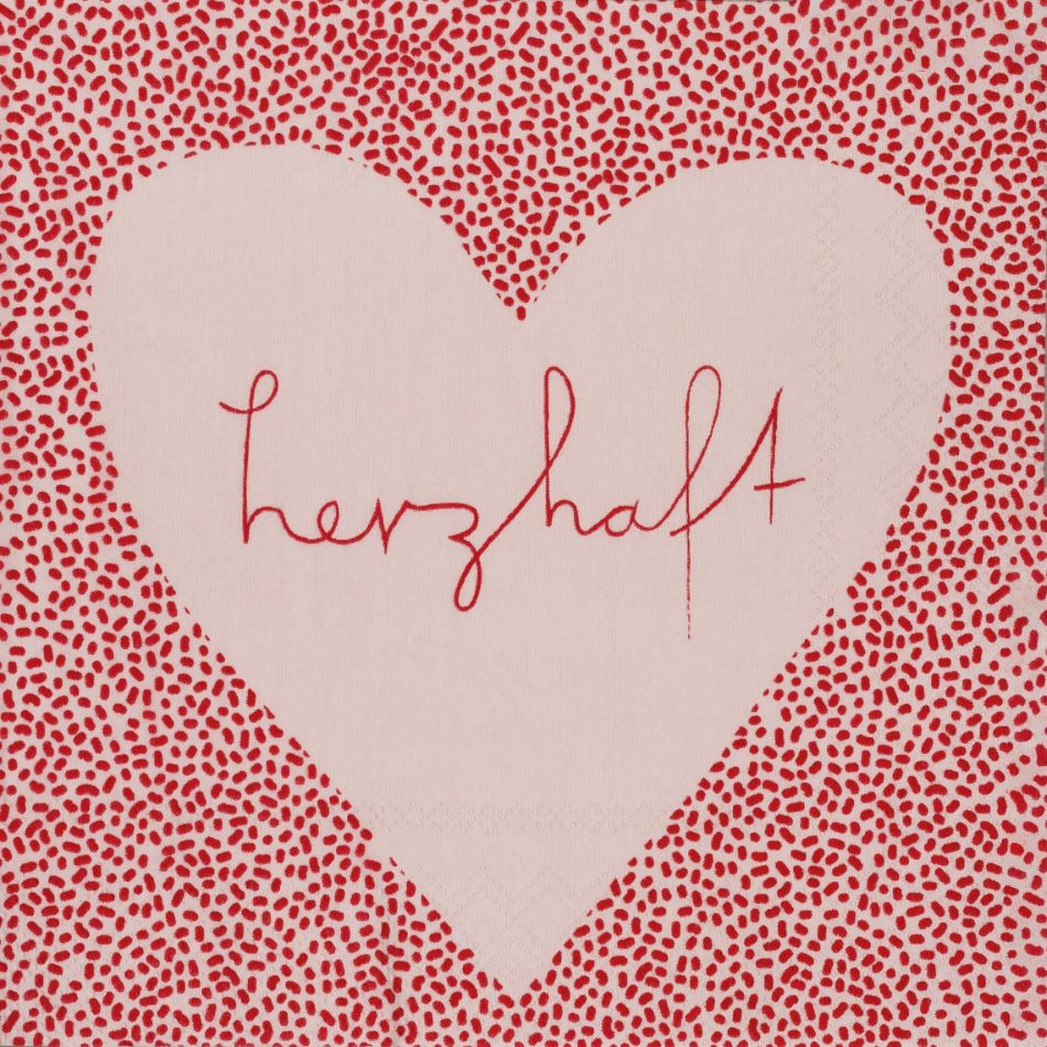 Papier Servietten "herzhaft" – rot/weiß 33 x 33 cm, 20 Stück Tischdeko Papier Servietten "herzhaft" – rot/weiß 33 x 33 cm, 20 Stück Tischdeko