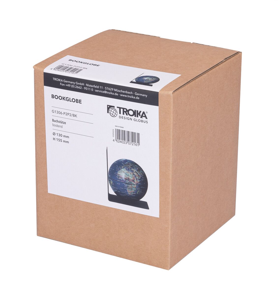 Buchstütze mit Globus „BookGlobe Single“ – Magnetisch, 13 cm, edles Design grün/blau