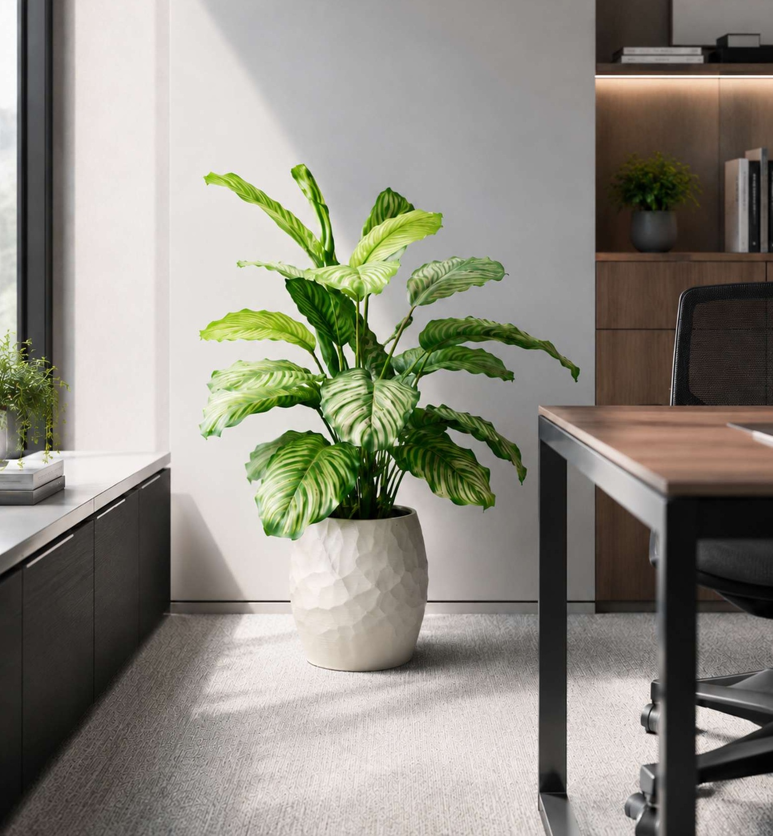 Calathea Kunstpflanze mit Topf in einem Büro