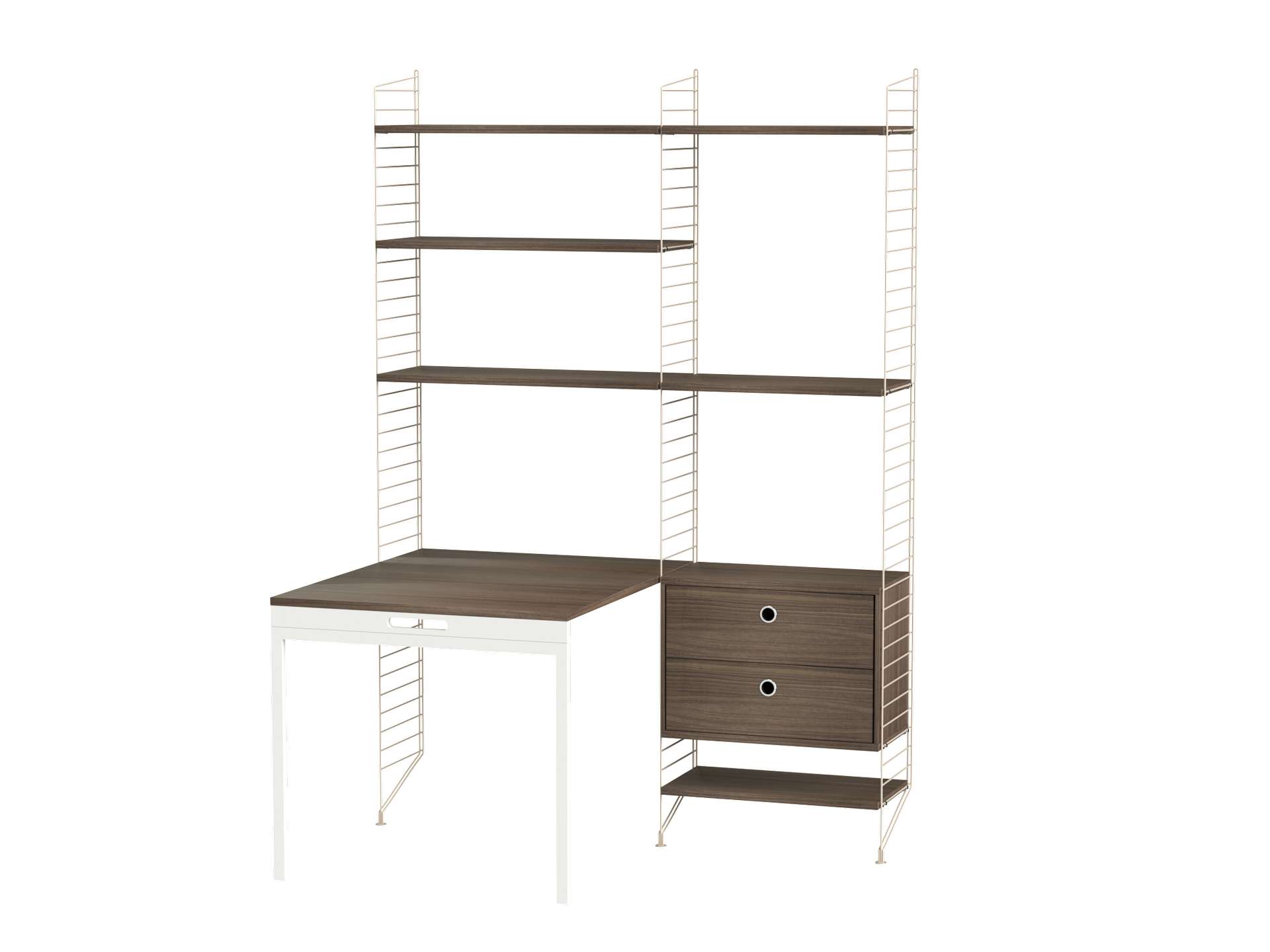 Schreibtisch klappbar mit Regal Beige Walnuss Schreibtisch klappbar mit Regal Beige Walnuss