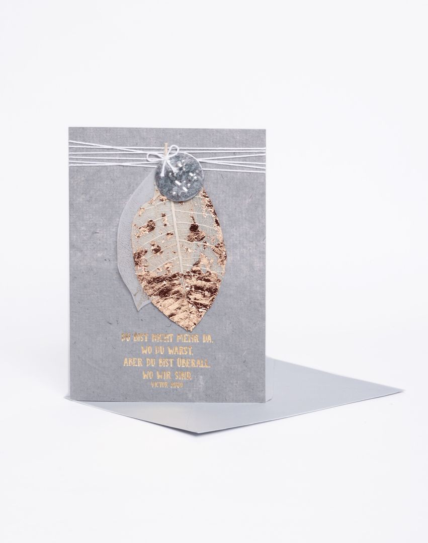 Blätter Trauerkarte, Du bist nicht mehr da Blätter Trauerkarte, Du bist nicht mehr da