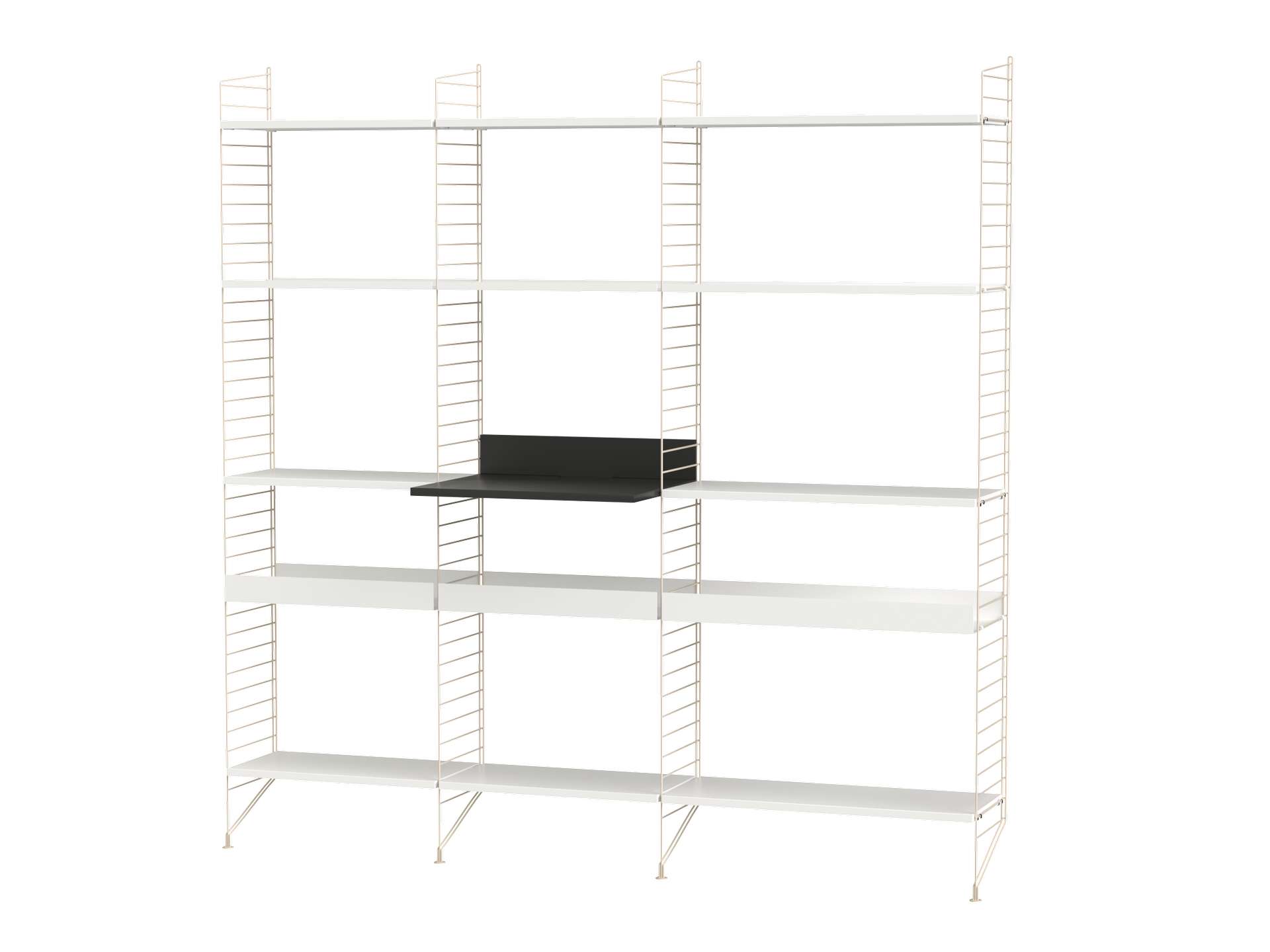 Regalwand mit Medienablage Beige Weiß