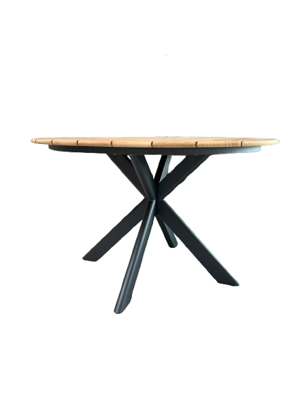 XX Runder Esstisch mit Teak Oberfläche Outdoor Kohle