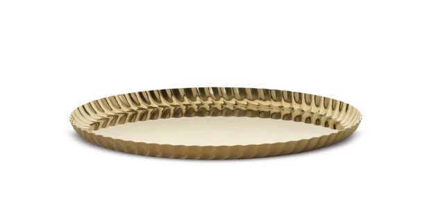Pleats Rundes Edelstahl Serviertablett Gold Ø23 cm