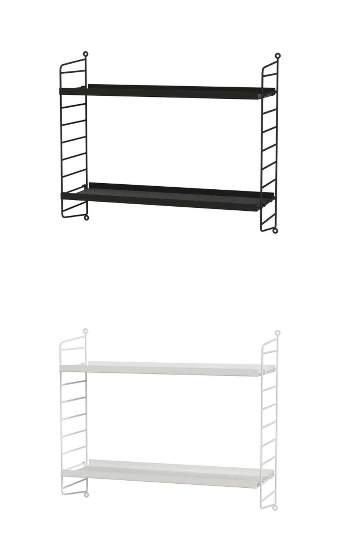 Wandregal mit zwei Metallböden Wandregal mit zwei Metallböden