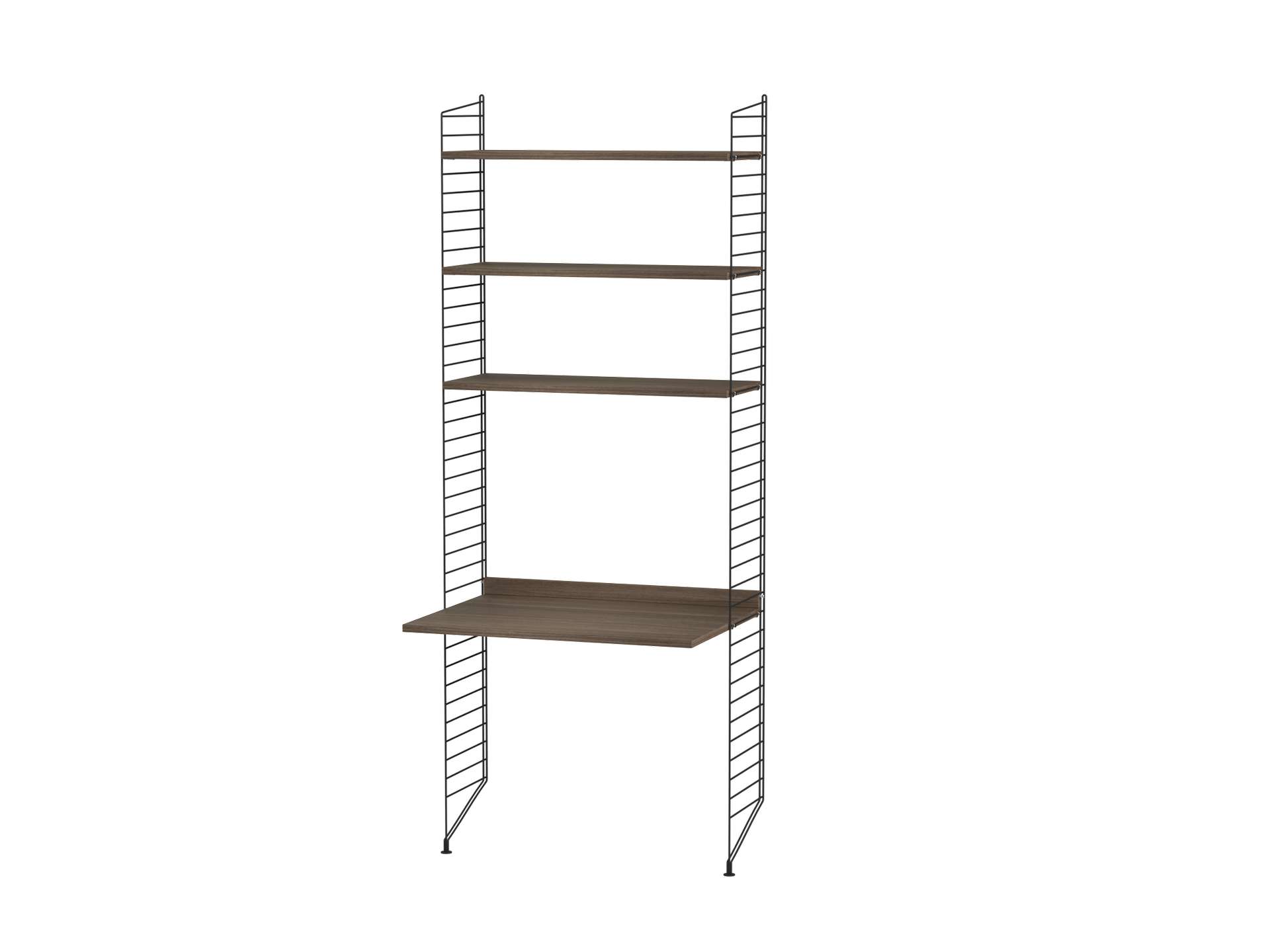 Schmales Standregal mit Schreibtisch Schwarz Walnuss Schmales Standregal mit Schreibtisch Schwarz Walnuss