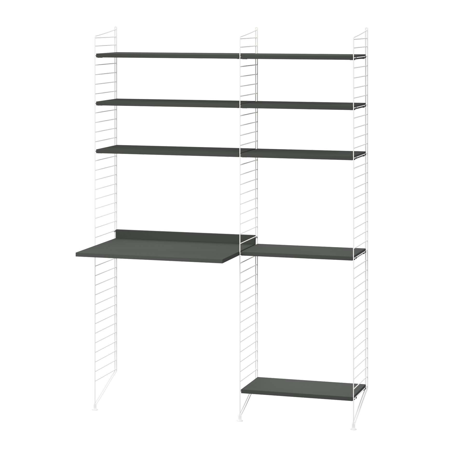 Funktionales Standregal mit Schreibtisch Weiß Dunkelgrau