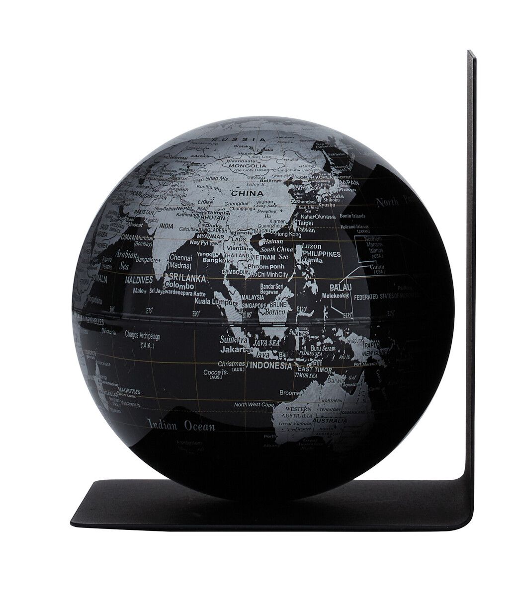 Buchstütze mit Globus „BookGlobe Single“ – Magnetisch, 13 cm, edles Design schwarz/silber Buchstütze mit Globus „BookGlobe Single“ – Magnetisch, 13 cm, edles Design schwarz/silber