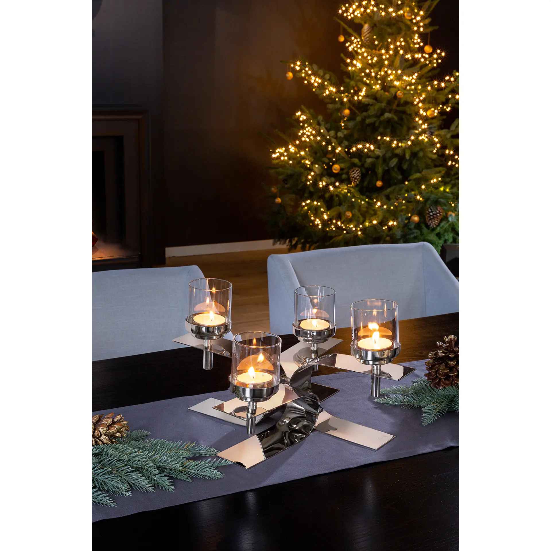 PASSIONA edler Adventskranz Silber
