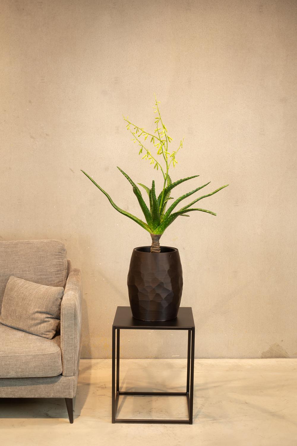 Organic 3D Bodengefäß für Pflanzen - feines Design Ø 27 cm, Höhe 35 cm midnight black