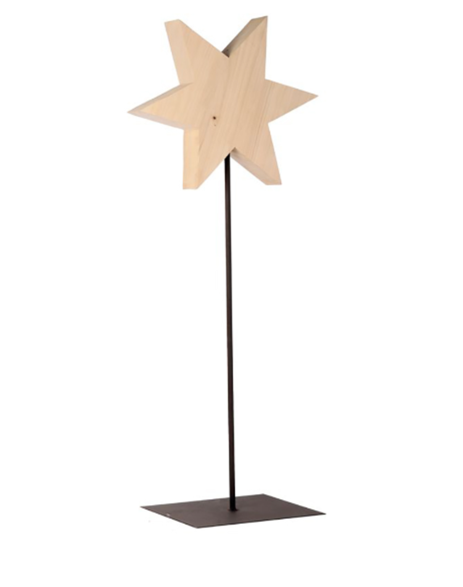 Holzstern Glatt auf Eisenständer Holzstern Glatt auf Eisenständer