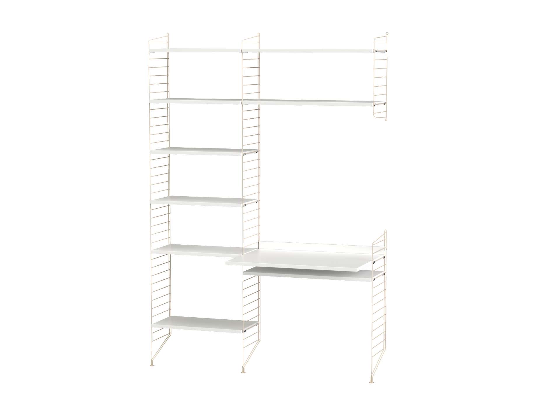 Standregal mit Schreibtischplatte Beige Weiß Standregal mit Schreibtischplatte Beige Weiß