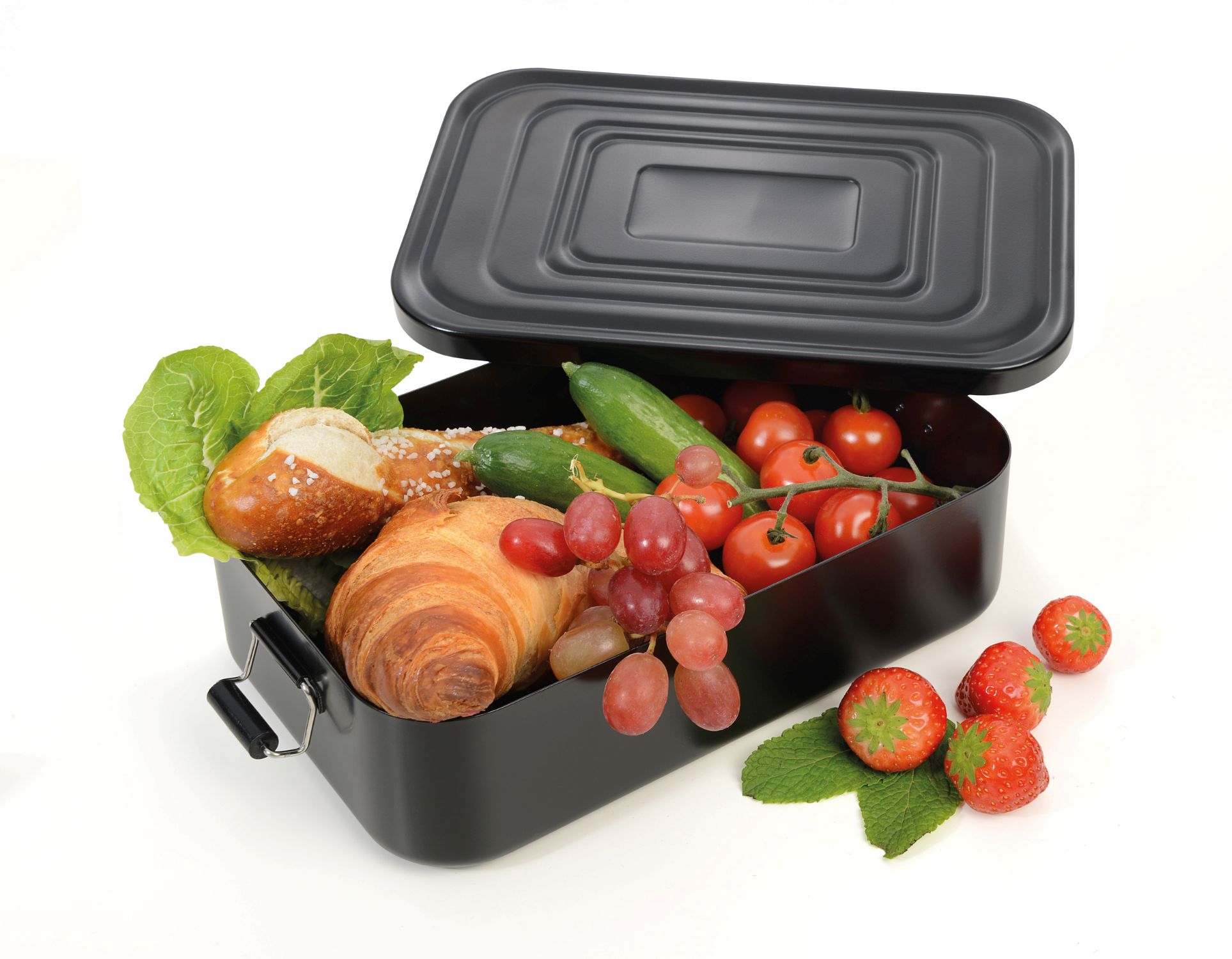 Lunch-Box Aluminium mit Bügelverschluss - Black Box vielseitig einsetzbar XL 23.6 cm Lunch-Box Aluminium mit Bügelverschluss - Black Box vielseitig einsetzbar XL 23.6 cm