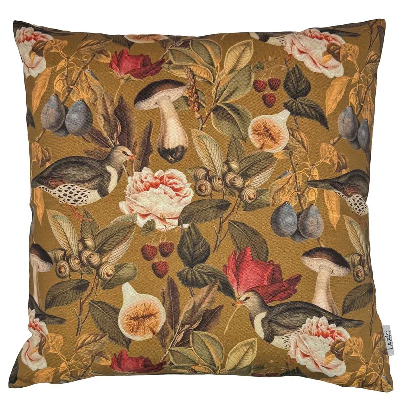 Kissenhülle Henrys harvest 50×50 cm - Printstoff mit Herbstmotiven zimtfarbig